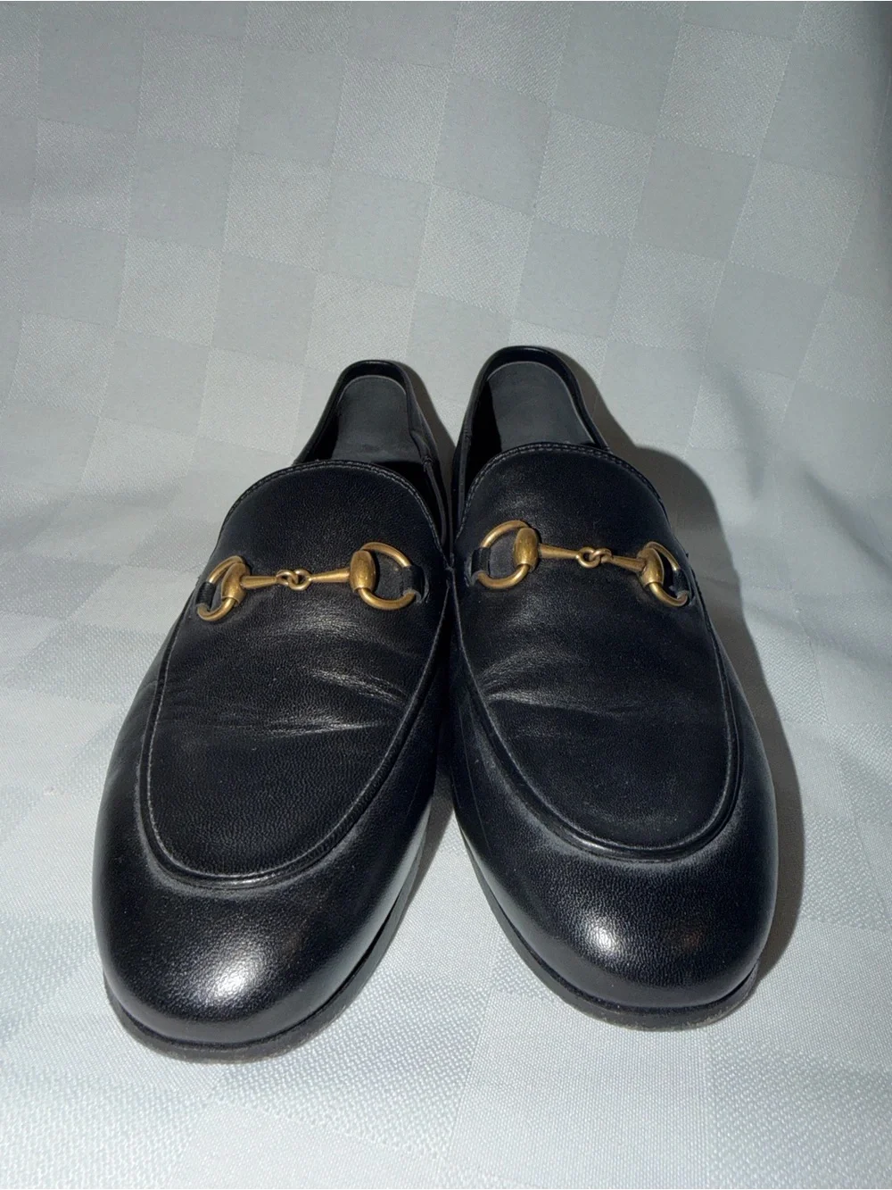 Sz 36.5 6.5 Gucci Brixton Black Leather Horsebit Loafers